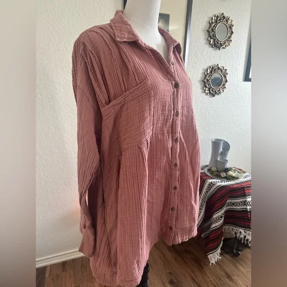 Free People Dusty Rose The Voyager Shirtdress - Picture 3 of 7